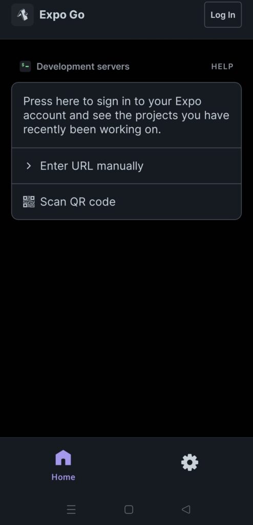 ExpoGoのAndroidアプリのQRコードの読み方