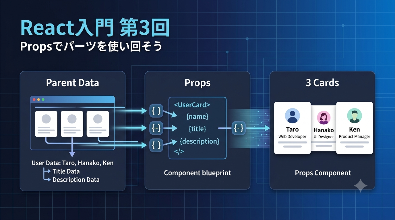 第3回React入門propsを使ったcomponent生成の流れ