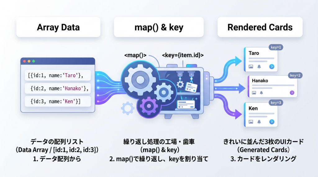 Reactのmapメソッドを使ったレンダリングの流れ